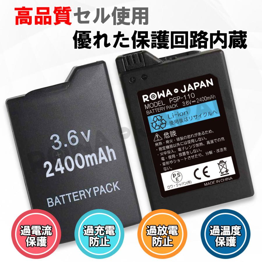 ソニー対応 PSP-1000 専用 PSP-110 互換 高品質 バッテリーパック ロワジャパン｜rowa｜07
