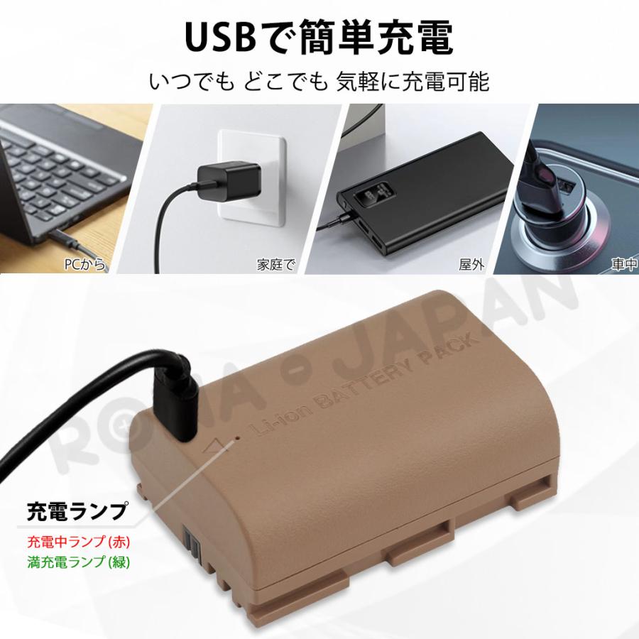 ロワジャパン 【互換品】 USB-C 直接充電 LP-E6NH 大容量 2250mAh