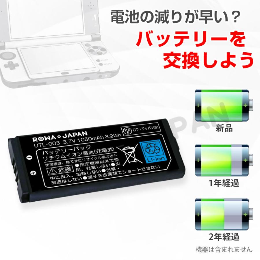 ニンテンドー対応 NINTENDO DSi LL対応 UTL-001対応 UTL-003対応 互換 バッテリー ロワジャパン｜rowa｜02