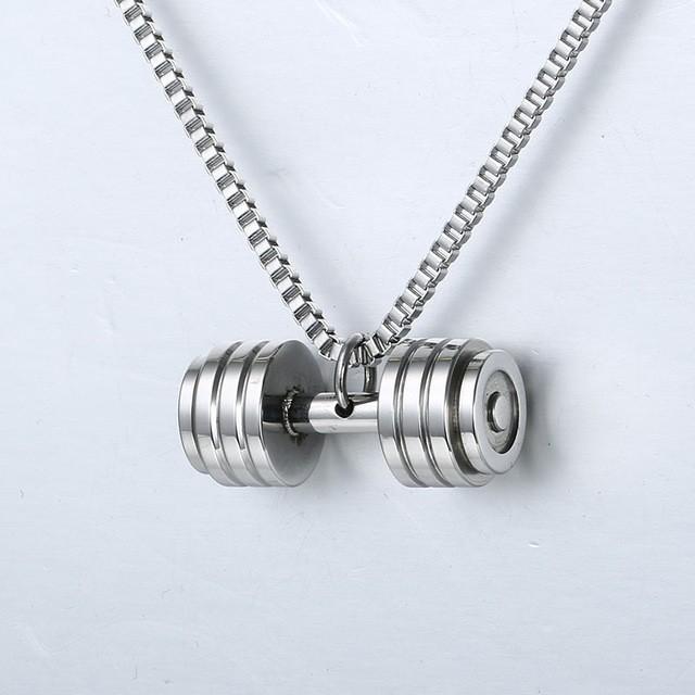ネックレス ステンレス メンズ ペンダント ダンベル 男性 シルバー