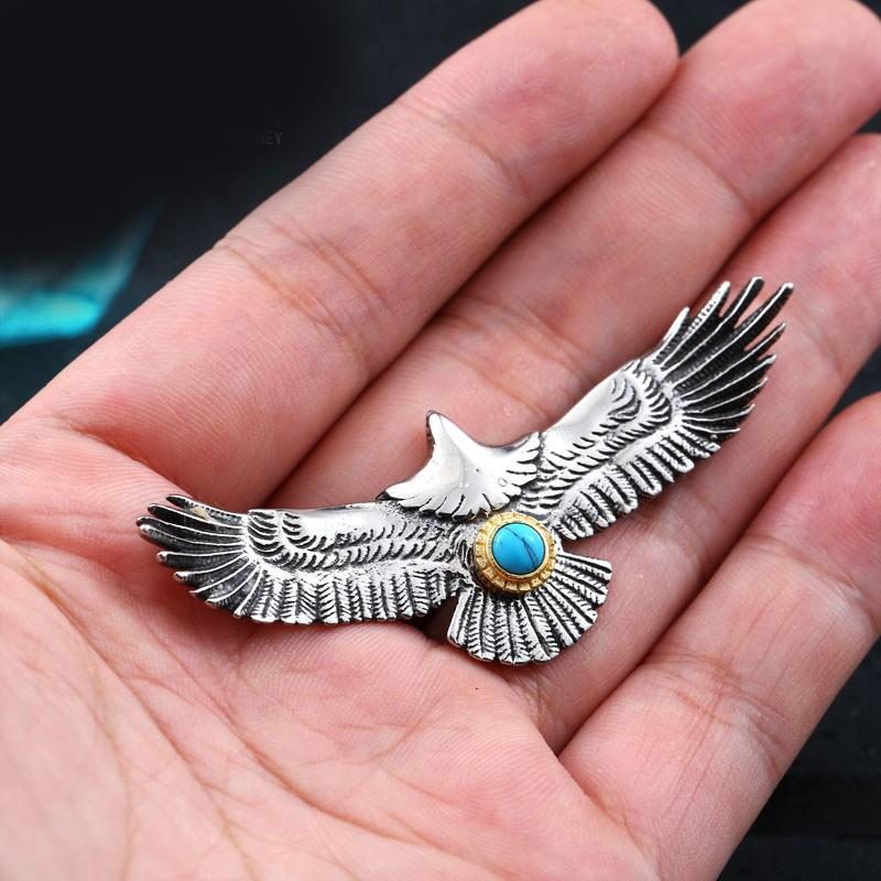 シルバー製 鳥のネックレス ターコイズ付き ネックレス ステンレス メンズ ペンダント ターコイズ イーグル ワシ