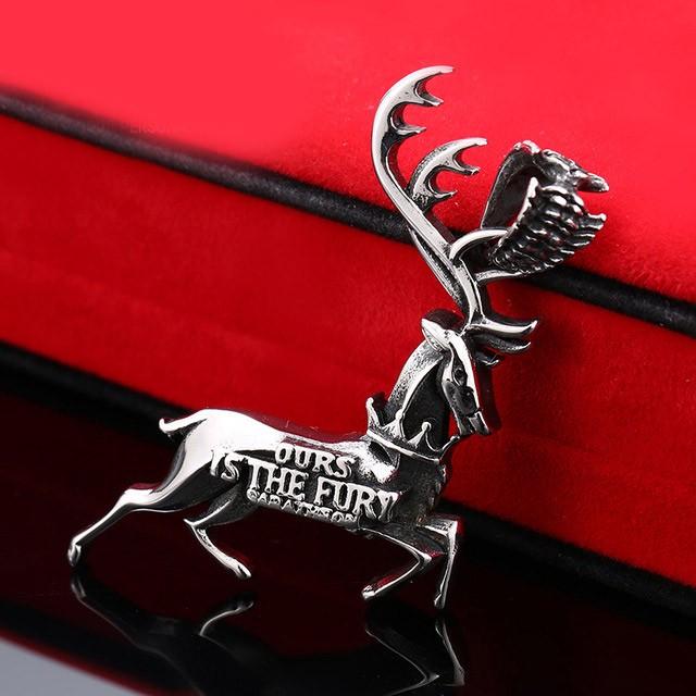 ネックレス ステンレス メンズ ペンダント 鹿 シカ トナカイ 動物