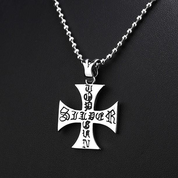 ネックレス ステンレス メンズ ペンダント クロス 十字架 ブラック 黒