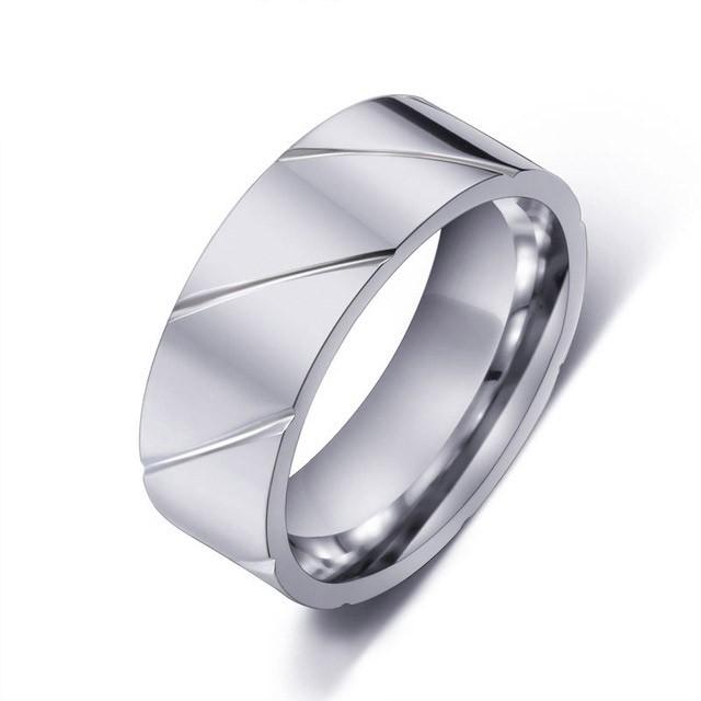 シンプルラインリング 斜線 シンプルなシルバーリング 幾何学 ステンレス 高品質316Lサージカルステンレスリング　金属アレルギー対応 スチームパンク | 