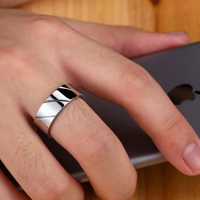 シンプルラインリング 斜線 シンプルなシルバーリング 幾何学 ステンレス 高品質316Lサージカルステンレスリング　金属アレルギー対応 スチームパンク |  | 05