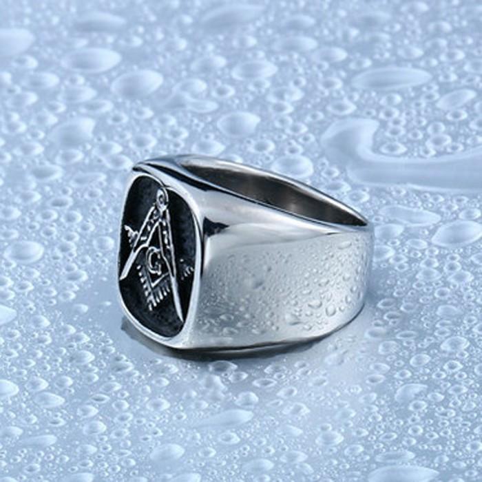 フリーメイソンいぶし加工リング 繊細な彫刻 おしゃれなデザインリング シルバー 高品質316Lサージカルステンレスリング　金属アレルギー対応 スチームパンク |  | 04