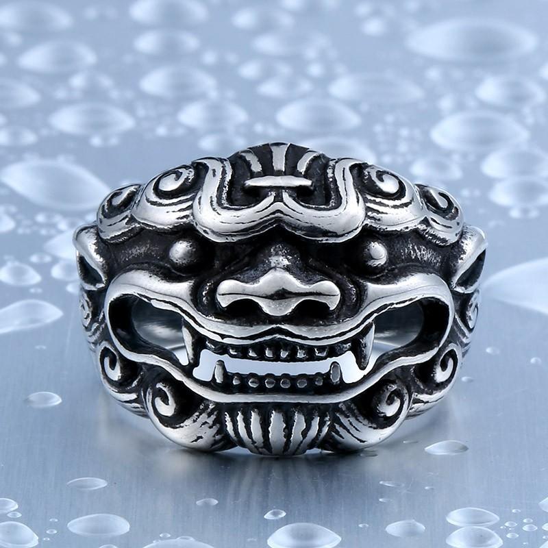 リング 指輪 メンズ ステンレス シーサーデザインリング 動物リング 守り神 ロック ステンレス 316Lサージカルステンレス　金属アレルギー対応 スチームパンク |  | 02