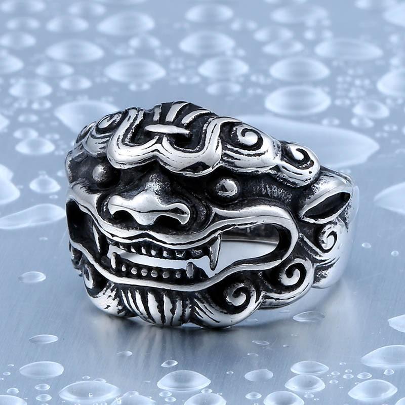 リング 指輪 メンズ ステンレス シーサーデザインリング 動物リング 守り神 ロック ステンレス 316Lサージカルステンレス　金属アレルギー対応 スチームパンク |  | 03