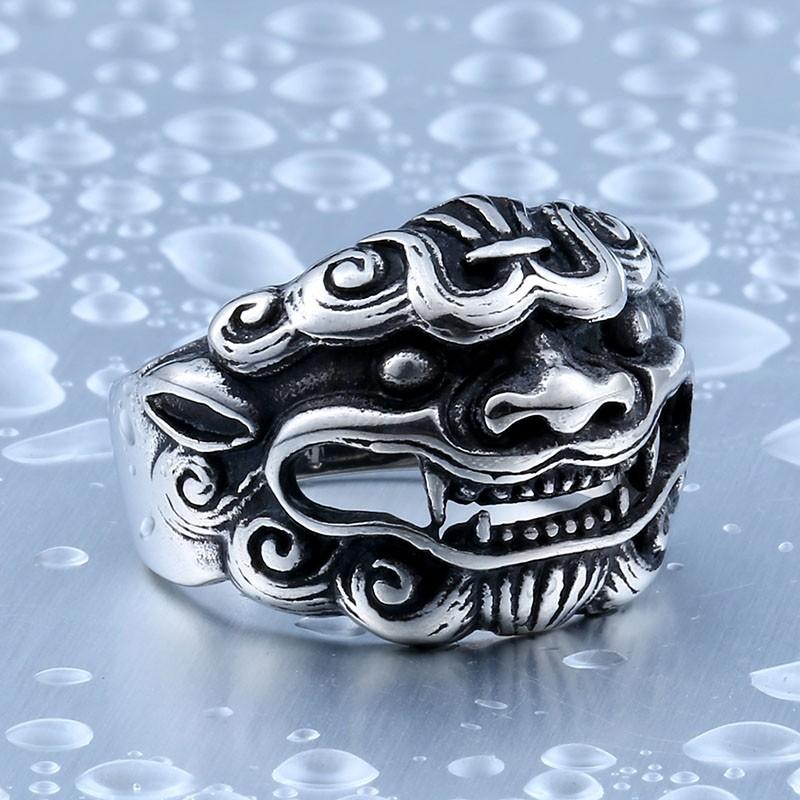 リング 指輪 メンズ ステンレス シーサーデザインリング 動物リング 守り神 ロック ステンレス 316Lサージカルステンレス　金属アレルギー対応 スチームパンク |  | 04