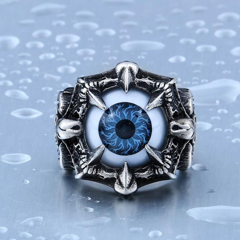 リング 指輪 メンズ ステンレス リアルアイネイルリング 三色展開 目 アイ 眼球 爪 ロック パンク Ｖ系 ブルー レッド ロイヤルブルー 316Lサージカルステンレス |  | 01