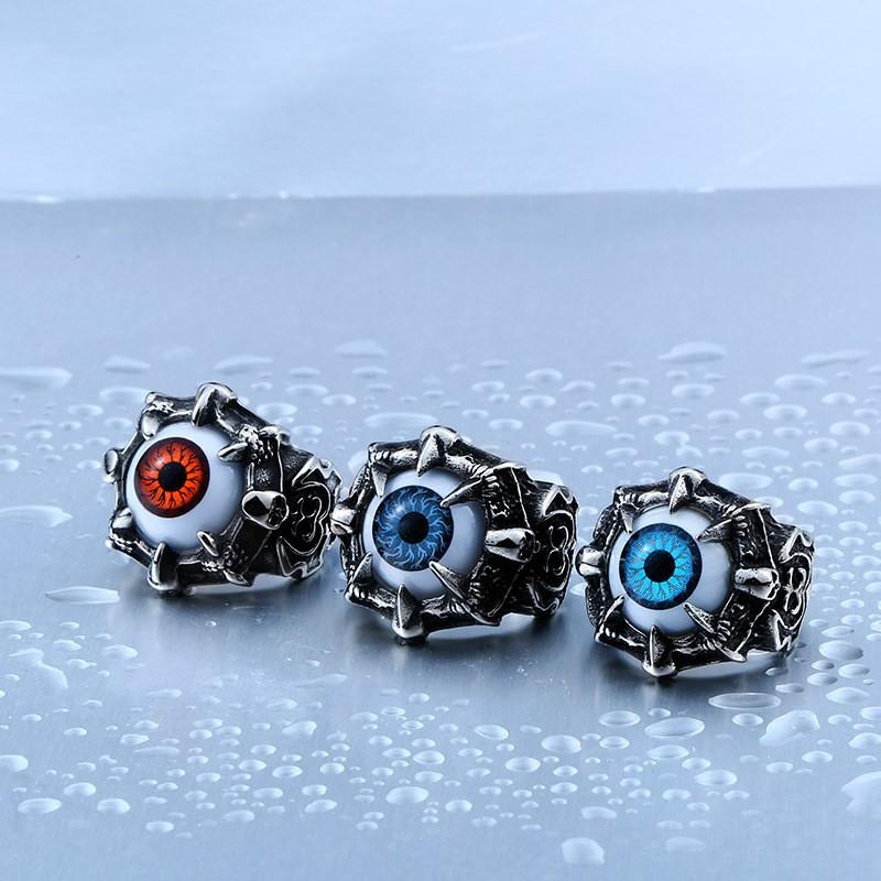 リング 指輪 メンズ ステンレス リアルアイネイルリング 三色展開 目 アイ 眼球 爪 ロック パンク Ｖ系 ブルー レッド ロイヤルブルー 316Lサージカルステンレス |  | 02