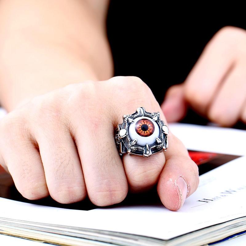 リング 指輪 メンズ ステンレス リアルアイネイルリング 三色展開 目 アイ 眼球 爪 ロック パンク Ｖ系 ブルー レッド ロイヤルブルー 316Lサージカルステンレス |  | 03