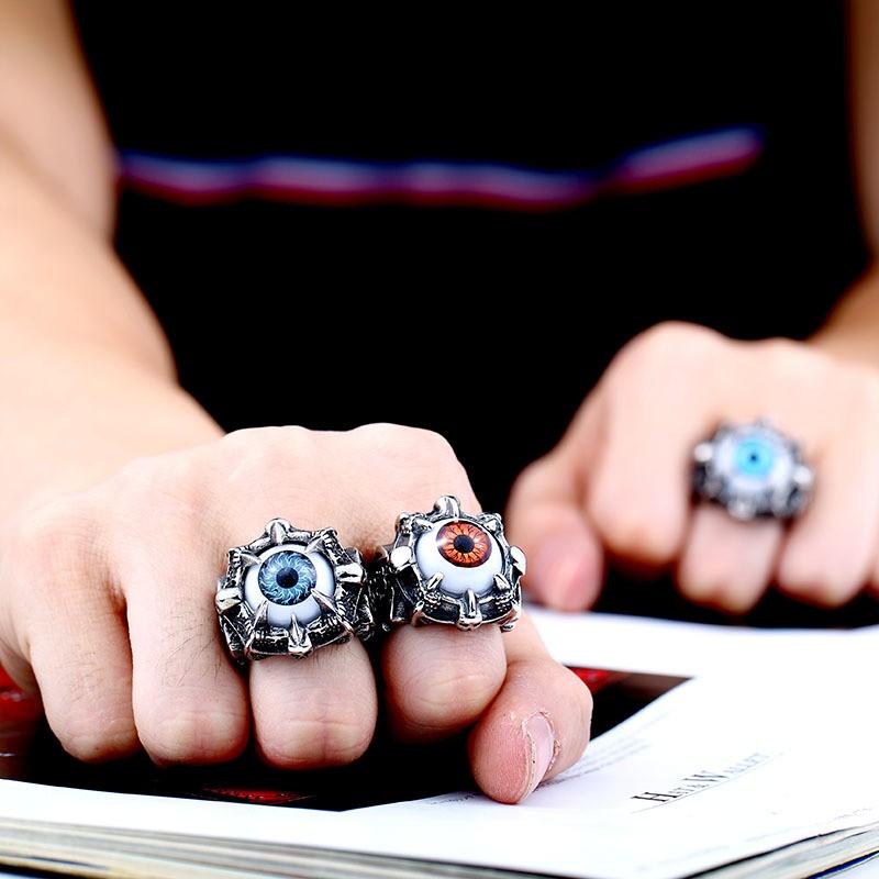 リング 指輪 メンズ ステンレス リアルアイネイルリング 三色展開 目 アイ 眼球 爪 ロック パンク Ｖ系 ブルー レッド ロイヤルブルー 316Lサージカルステンレス |  | 05