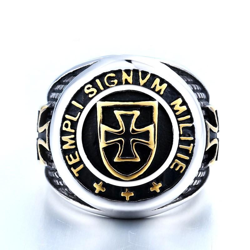 リング 指輪 メンズ ステンレス テンプル騎士団リング クロス 十字架 二色展開 おしゃれなデザインリング ロック 316Lサージカルステンレス　金属アレルギー対応 | 