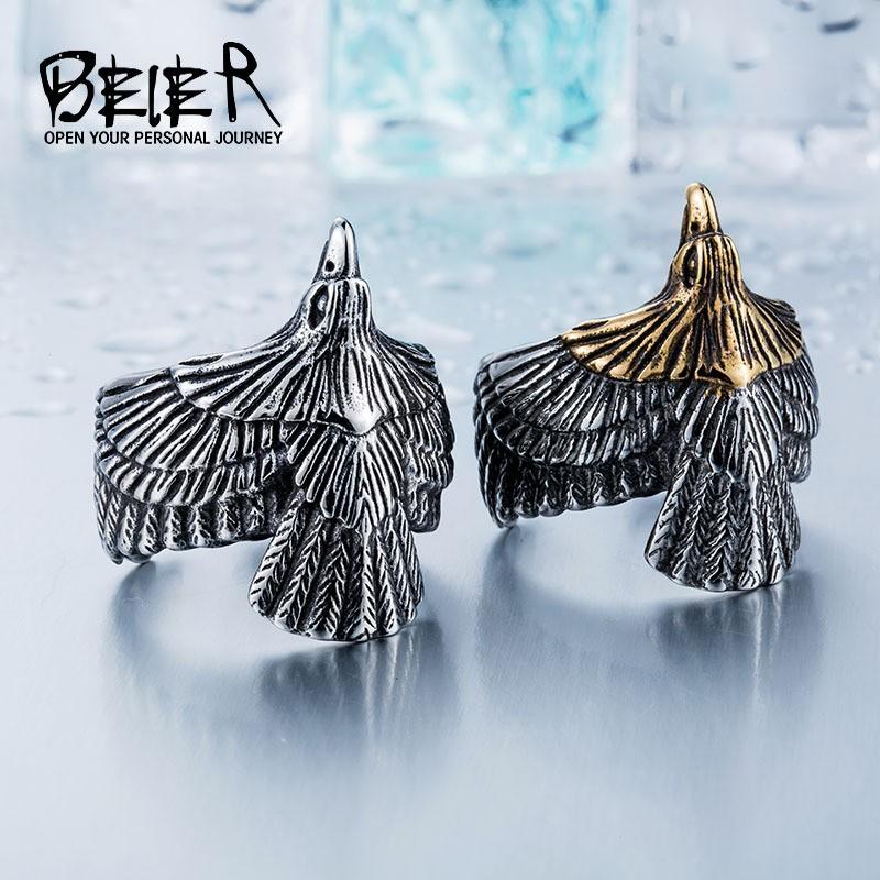 リング 指輪 メンズ ステンレス イーグルデザインリング 鷲のリング 羽 翼 ウィング ファッションのポイントに ロック 二色展開 316Lサージカルステンレス |  | 05