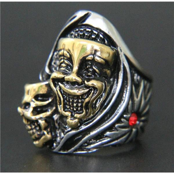 リング 指輪 メンズ ステンレス ピエロマスクリング 道化師 仮面 ユニークな装飾をあしらった存在感のあるリング ロック 個性的 316Lサージカルステンレス |  | 01