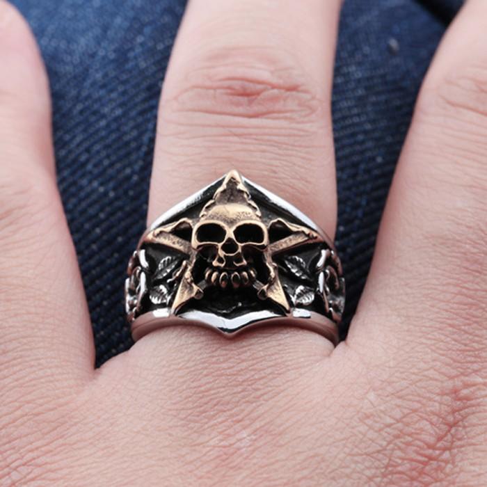 リング 指輪 メンズ ステンレス ローズスカルリング ドクロ 骸骨