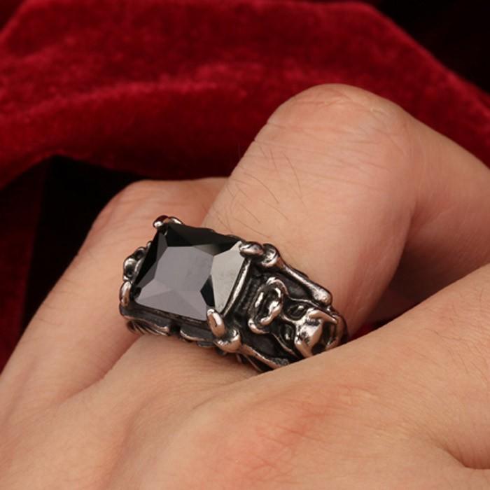 リング 指輪 メンズ ステンレス オニキス ストーン リリー 百合 花 フラワー ゴスロリ スチームパンク ゴシック ロリータ パンク ハロウィン |  | 04