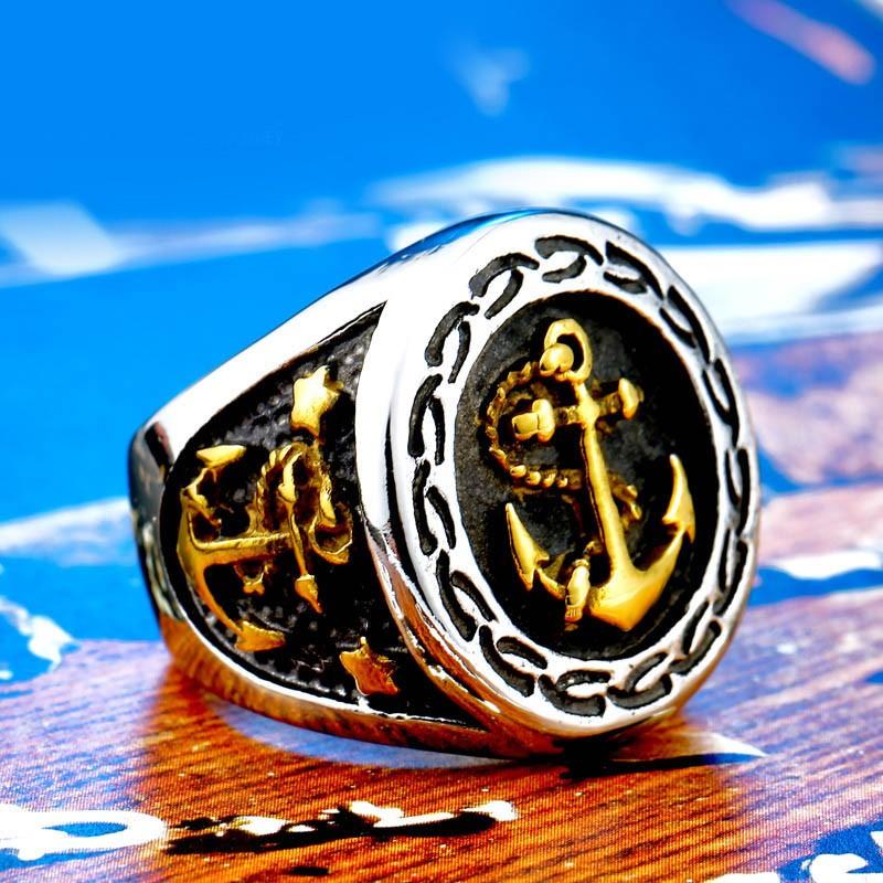 リング 指輪 メンズ ステンレス パイレーツ ステンレスリング サージカルステンレス ファッション 個性的 碇 海賊 プレゼント ユニーク 海