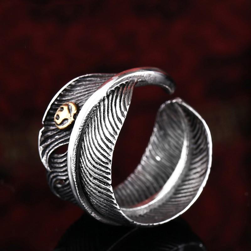 リング 指輪 メンズ ステンレス 鳥 羽根 サージカルステンレス ステンレスリング 大きめ 羽 フェザー ユニセックス 派手 プレゼント ギフト ペア | 
