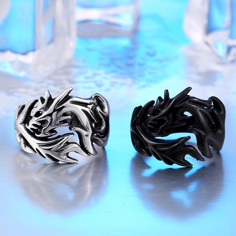 リング 指輪 メンズ ステンレス ドラゴン 龍 ブラック 黒 クール シルバー アクセサリー プレゼント ギフト サージカルステンレス ステンレスリング |  | 03