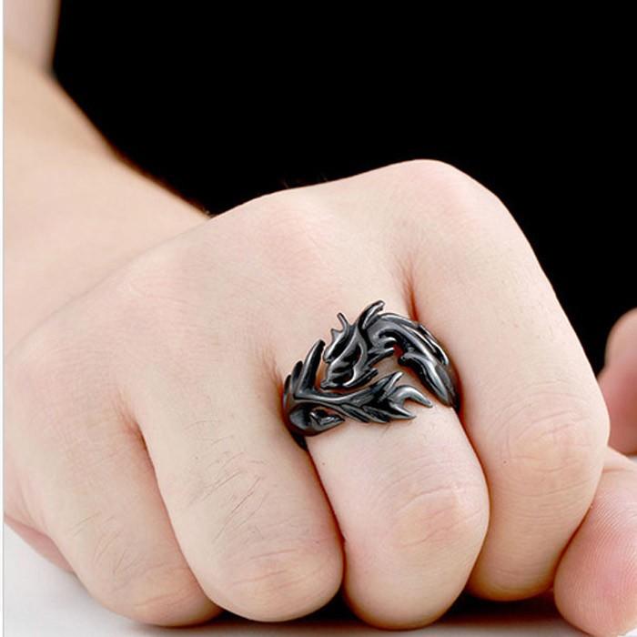 リング 指輪 メンズ ステンレス ドラゴン 龍 ブラック 黒 クール シルバー アクセサリー プレゼント ギフト サージカルステンレス ステンレスリング |  | 05