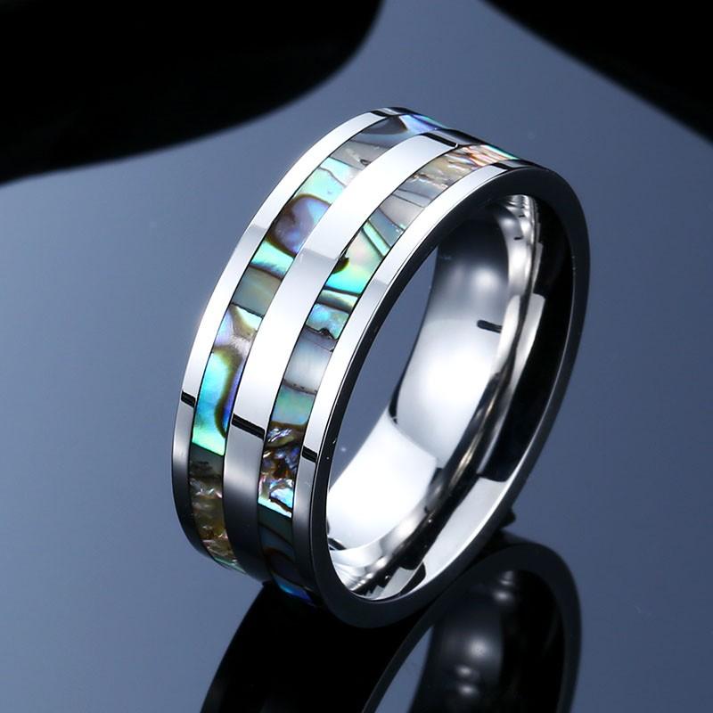 リング 指輪 メンズ ステンレス シェル 貝 マーブル 7色 虹 2ライン サージカルステンレス オーロラ シンプル ペア プレゼント ユニセックス ペアリング ギフト |  | 03