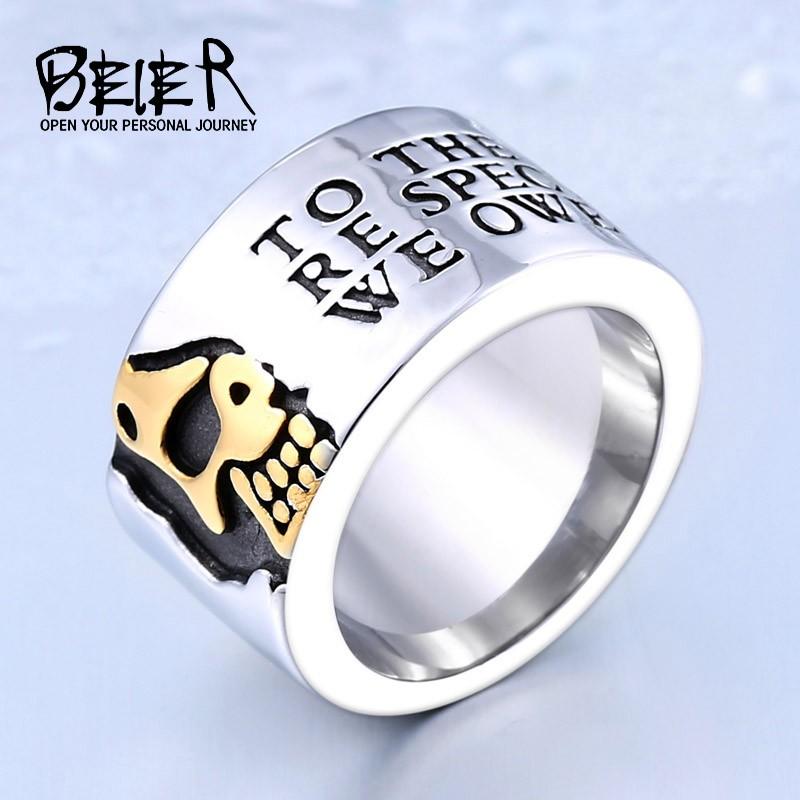 リング 指輪 メンズ ステンレス サージカルステンレス ハーフ 半分 スカル 髑髏 ガイコツ ドクロ 英字 シンプル アクセサリー プレゼント シルバー |  | 02