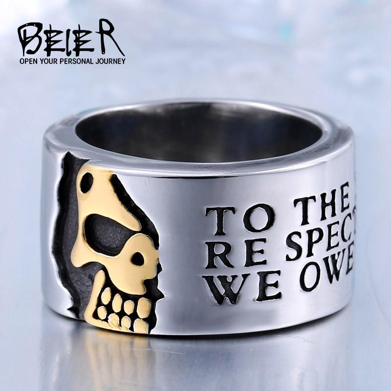 リング 指輪 メンズ ステンレス サージカルステンレス ハーフ 半分 スカル 髑髏 ガイコツ ドクロ 英字 シンプル アクセサリー プレゼント シルバー |  | 04