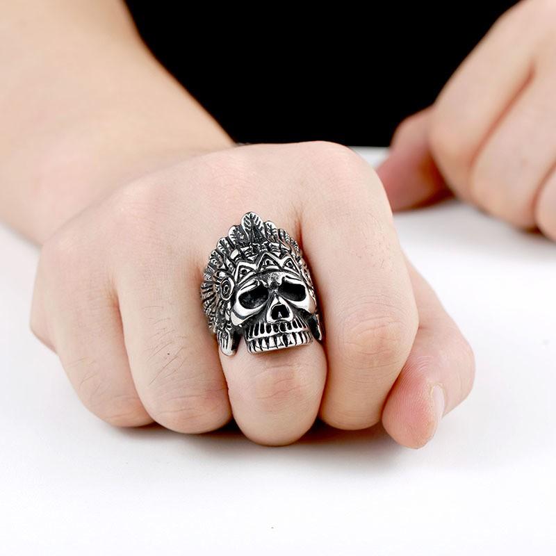 リング 指輪 メンズ ステンレス インディアンスカルリング サージカルステンレス インディアン スカル 髑髏 幅広 ユニーク アクセサリー プレゼント |  | 01