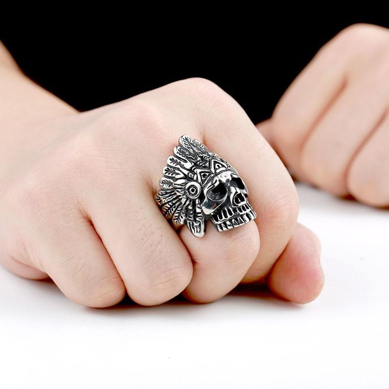 リング 指輪 メンズ ステンレス インディアンスカルリング サージカルステンレス インディアン スカル 髑髏 幅広 ユニーク アクセサリー プレゼント |  | 05