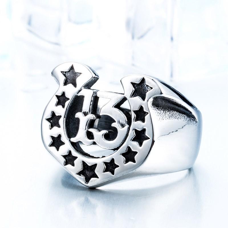 リング 指輪 メンズ ステンレス 馬蹄 13 サージカルステンレス 馬 ウマ 蹄鉄 ナンバー スター 星 ユニーク 個性的 ユニセックス ペア プレゼント |  | 03