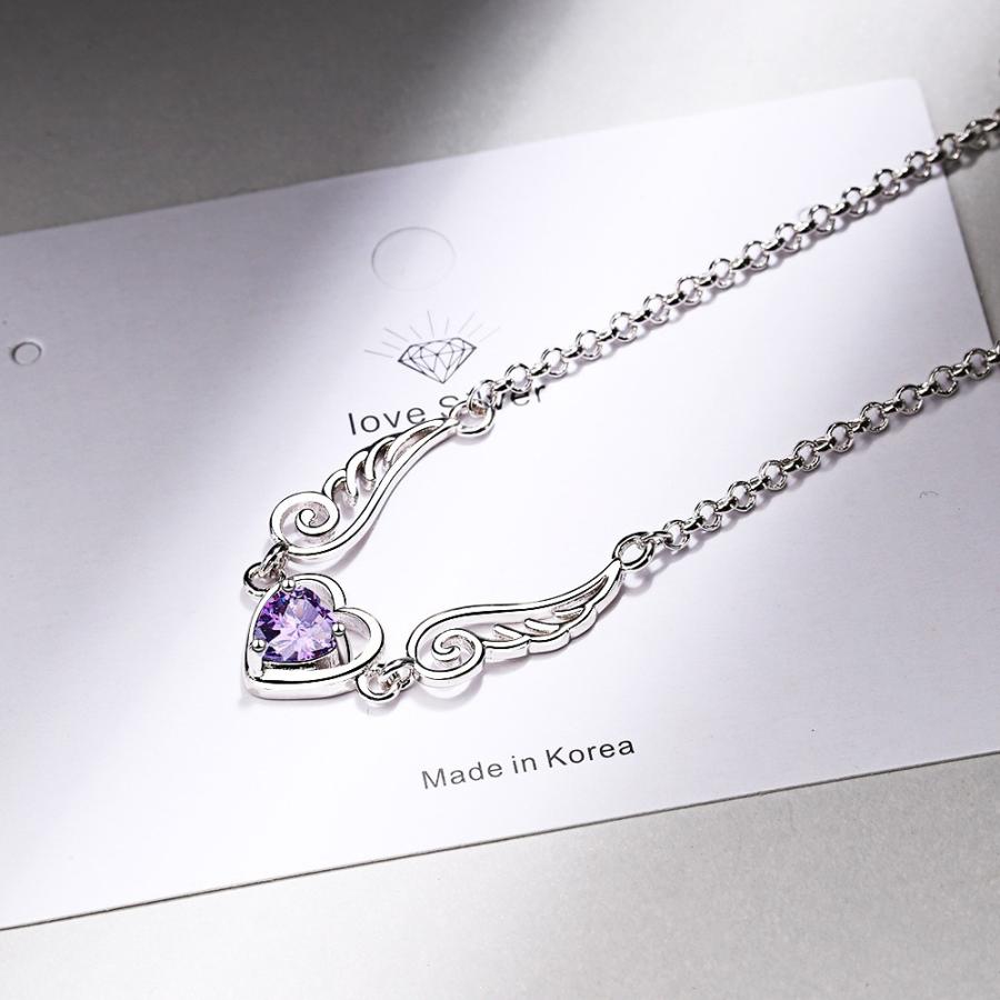 ハート型クリスタルブレスレット ブレスレット レディース ハート 天使 羽 羽根 クリスタル