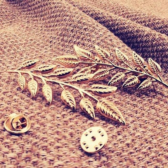 ピンズ ブローチ 葉 リーフ 葉っぱ レトロ シャツ スーツ 襟ピン