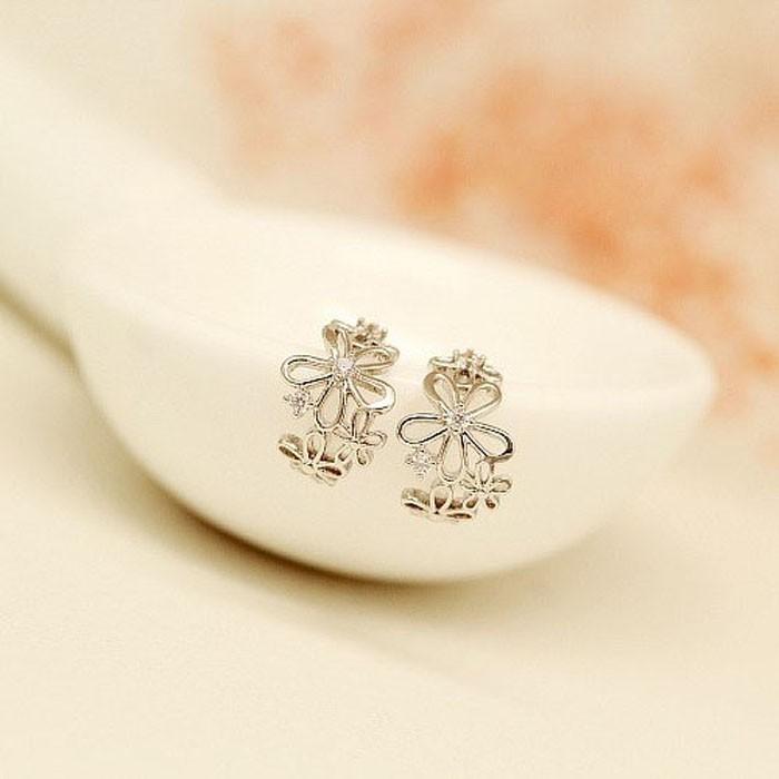 フラワー イヤーカフ 花 イヤリング イヤークリップ シルバー ゴールド