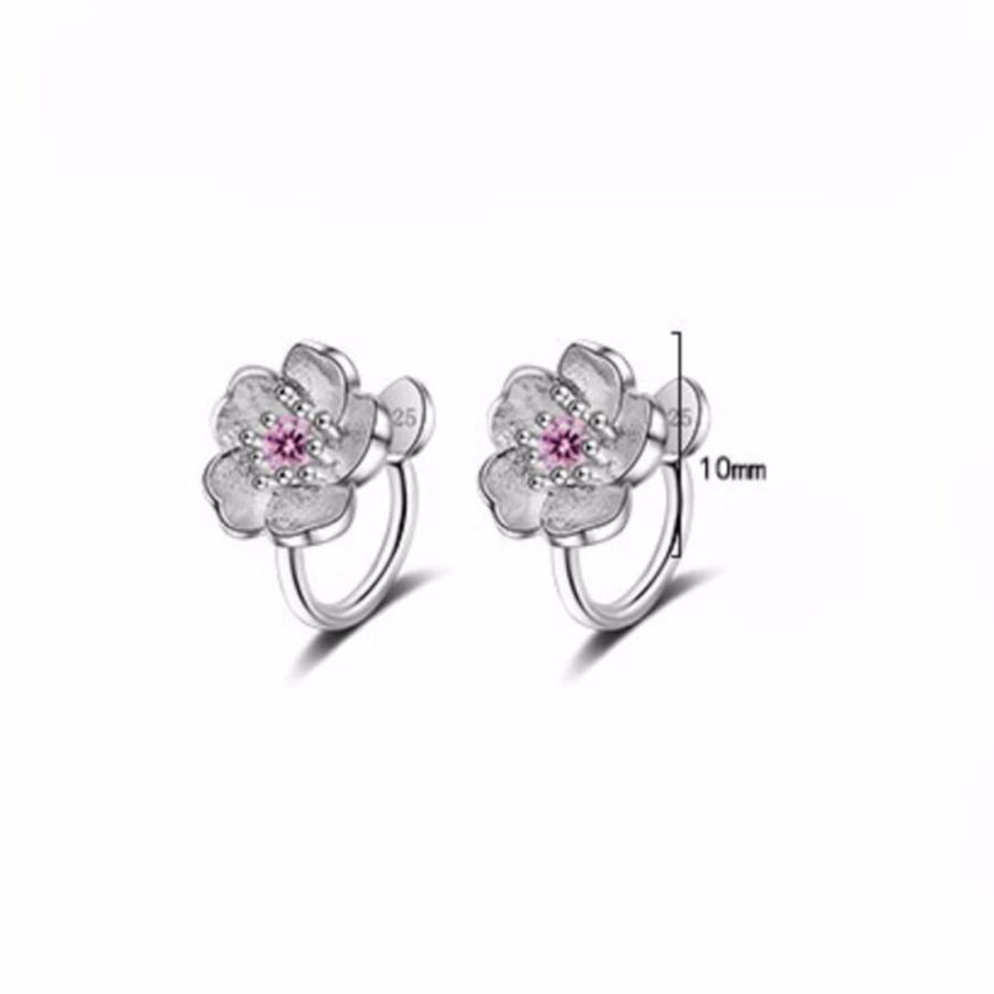 イヤーカフ イヤークリップ イヤリング 花 桜 フラワー シルバー925 ノンホール シルバー チェリー CZ キュービックジルコニア クリスタル レディース |  | 01