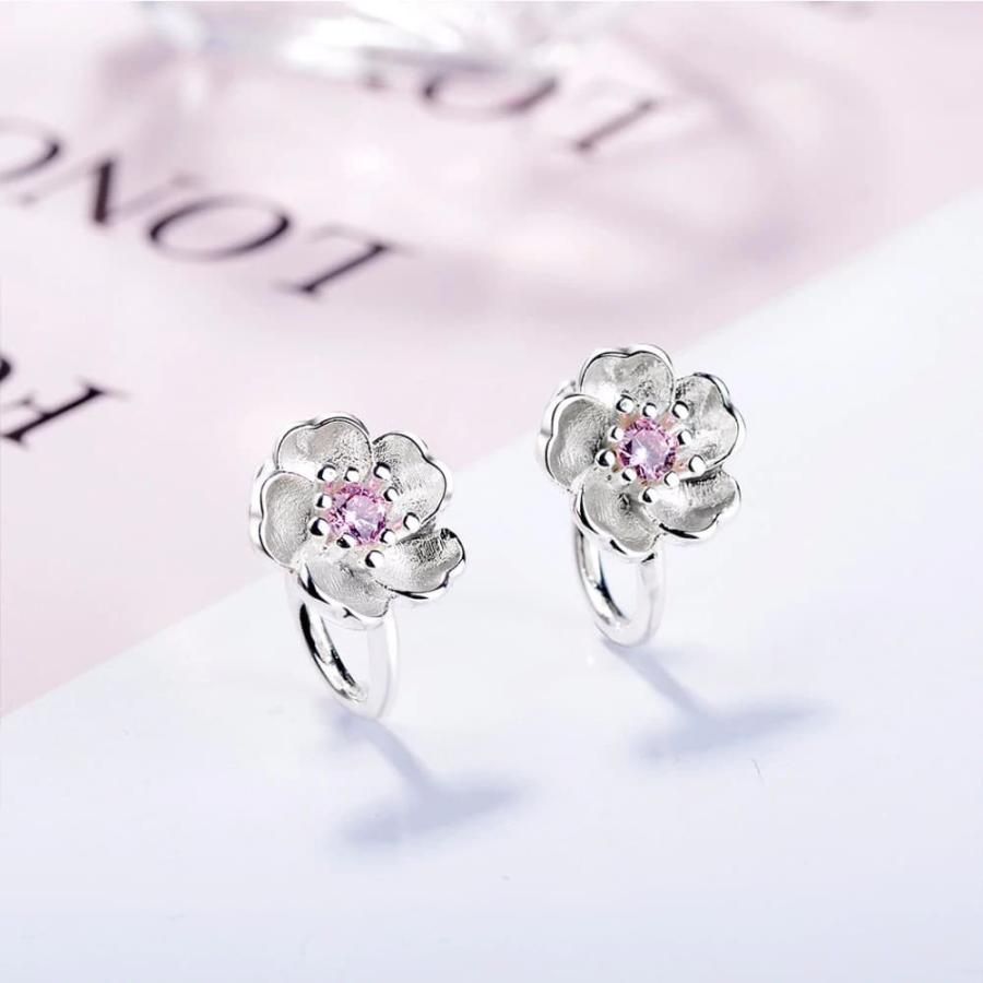 イヤーカフ イヤークリップ イヤリング 花 桜 フラワー シルバー925 ノンホール シルバー チェリー CZ キュービックジルコニア クリスタル レディース |  | 02