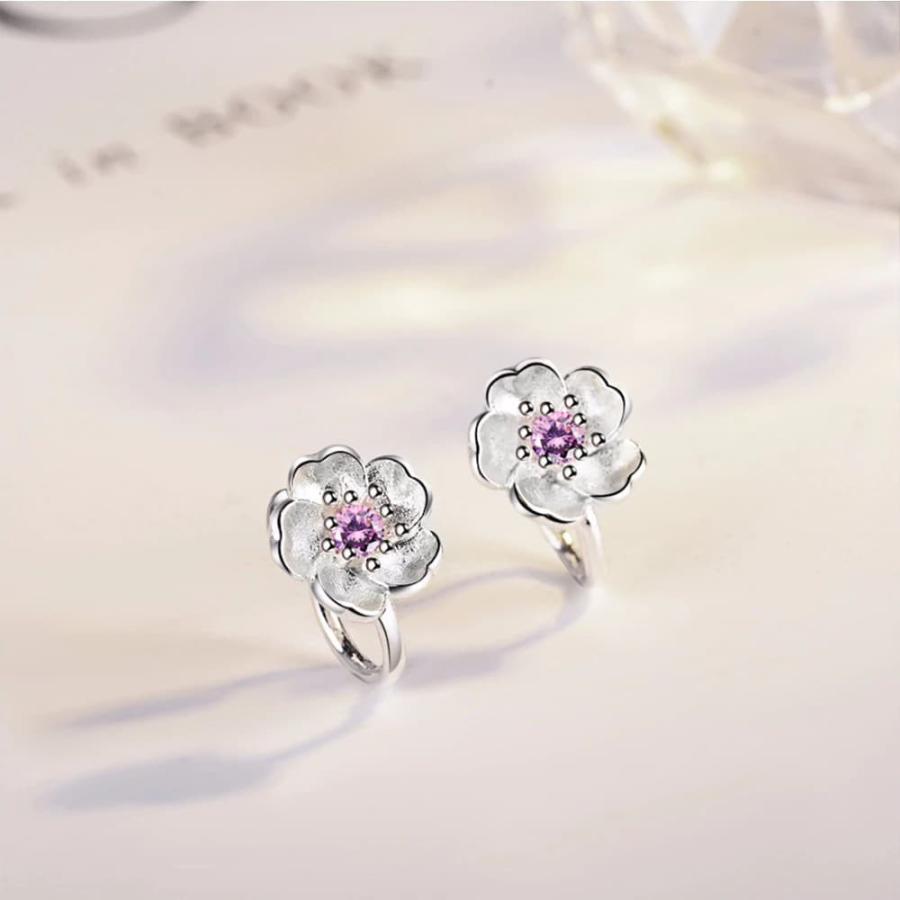 イヤーカフ イヤークリップ イヤリング 花 桜 フラワー シルバー925 ノンホール シルバー チェリー CZ キュービックジルコニア クリスタル レディース |  | 03