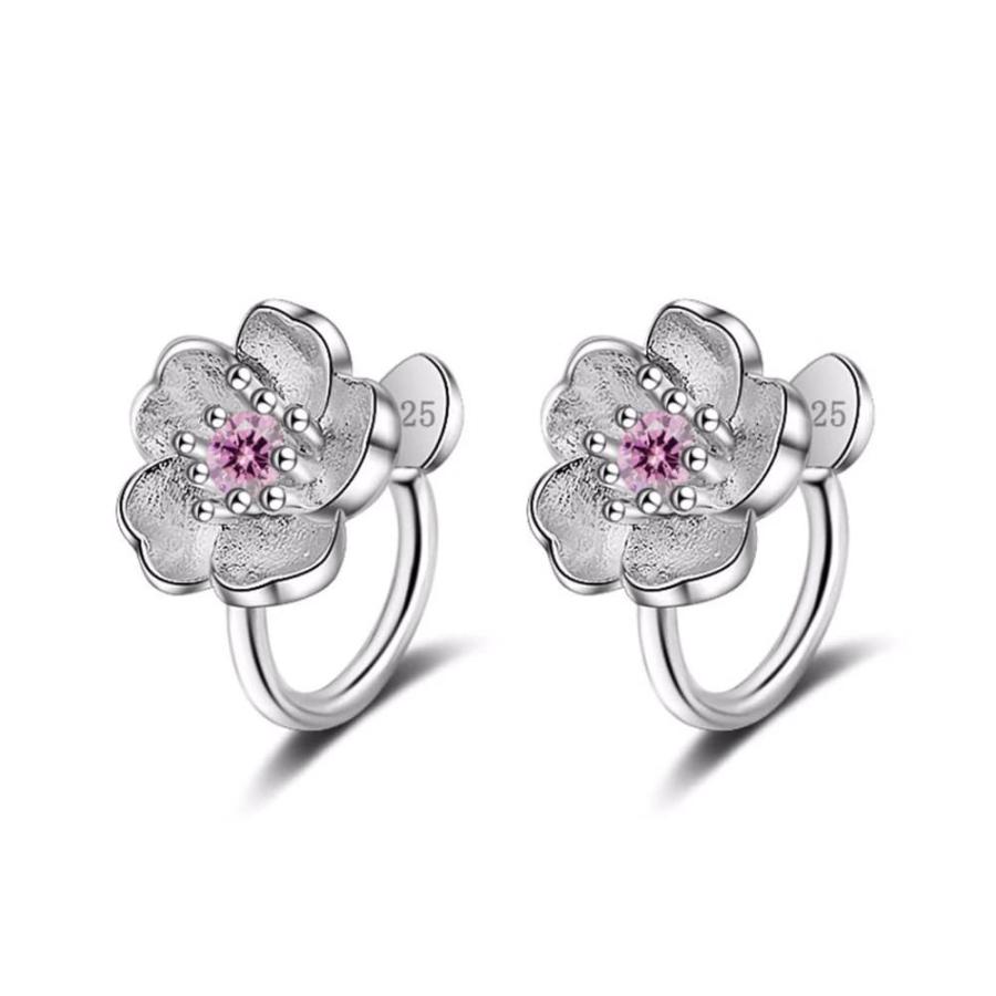 イヤーカフ イヤークリップ イヤリング 花 桜 フラワー シルバー925 ノンホール シルバー チェリー CZ キュービックジルコニア クリスタル レディース |  | 05