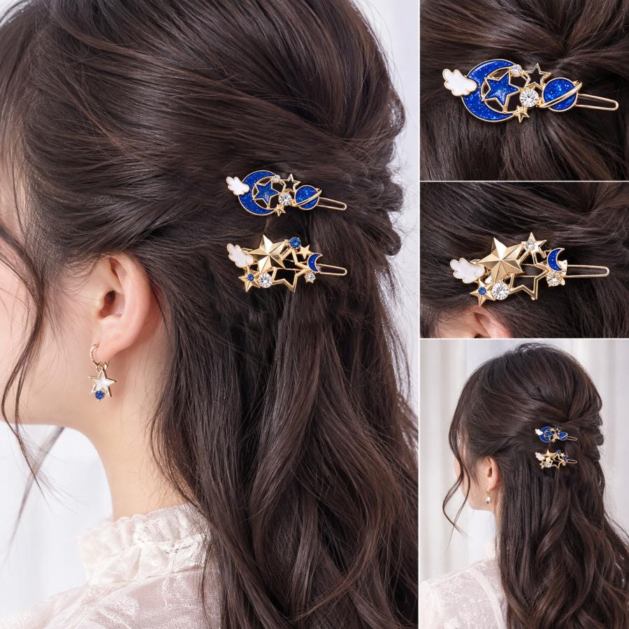 ヘアピン プラネット 星 スター 惑星 宇宙 ヘアクリップ ヘアカフ ヘアフック マジェステ ヘアアクセ スチームパンク ストーン 可愛い レディース 女の子 |  | 06