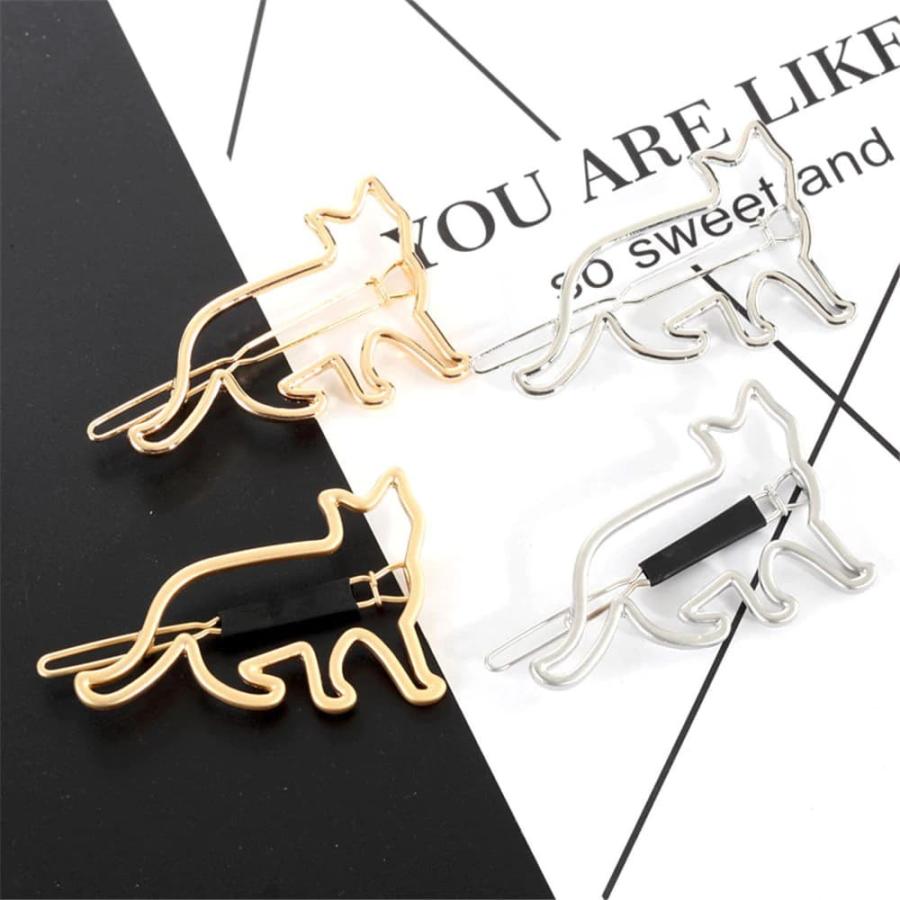 ヘアピン 猫 ネコ シルバー ゴールド 女 女の子 ヘアクリップ ヘア