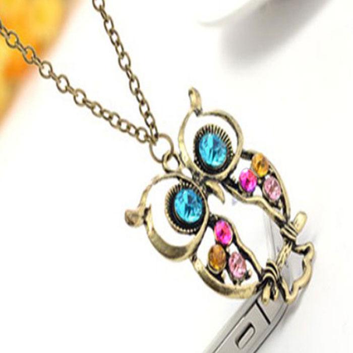 フクロウ ネックレス ペンダント ビジュー 鳥 ふくろう 梟 チョーカー インコ オウム 可愛い レディース ガーリー ポップ ストーン ラインストーン |  | 03