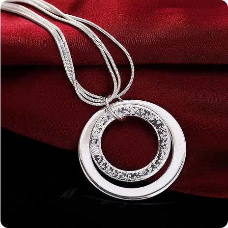 ネックレス スターリングシルバー silver925 シルバー925 ペンダント ラウンド 丸 円 ウェディング クリスマス ギフト プレゼント チョーカー |  | 01