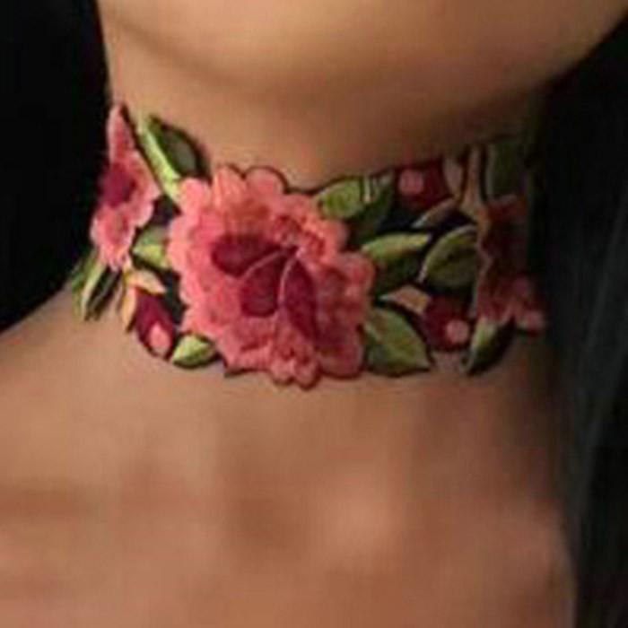 刺繍 チョーカー 花 フラワー ネックレス ペンダント 流行 人気 エレガント ガーリー ファッション ハロウィン パーティ 可愛い ヴィンテージ アクセ ギフト |  | 03