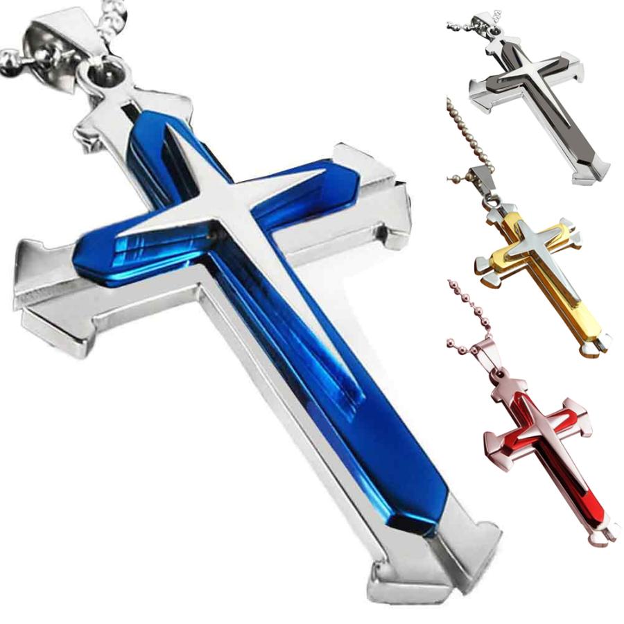 ネックレス クロス 十字架 スタイリッシュ メンズ レディース ユニセック 女 男 ステンレス スチール ペンダント ギフト ペア ジュエリー チョーカー V系 お兄系 | 