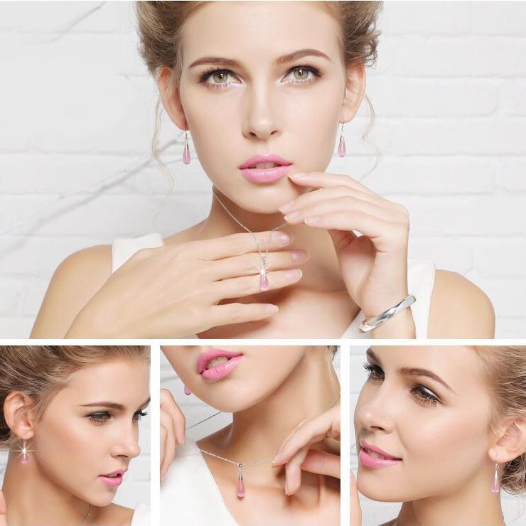 ネックレス レディース ティアドロップ 涙型 セクシー エレガント クリスタル ローズクォーツ ストーン 天然石 シルバー925 ステンレス ペンダント チョーカー |  | 04