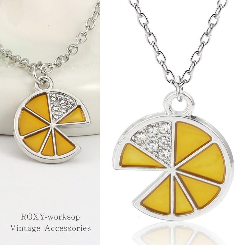 レモン ネックレス レディース 女性 女の子 クリスタル イエロー フルーツ ラインストーン ペンダント チョーカー 甘い ジュエリー ギフト | 