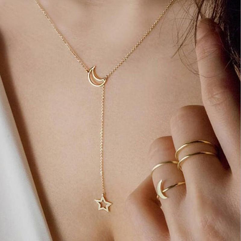 ネックレス ファッション ムーン スター ペンダント チョーカー ゴールド シルバー チェーン シンプル パーティー ジュエリー アクセサリー エレガント |  | 02