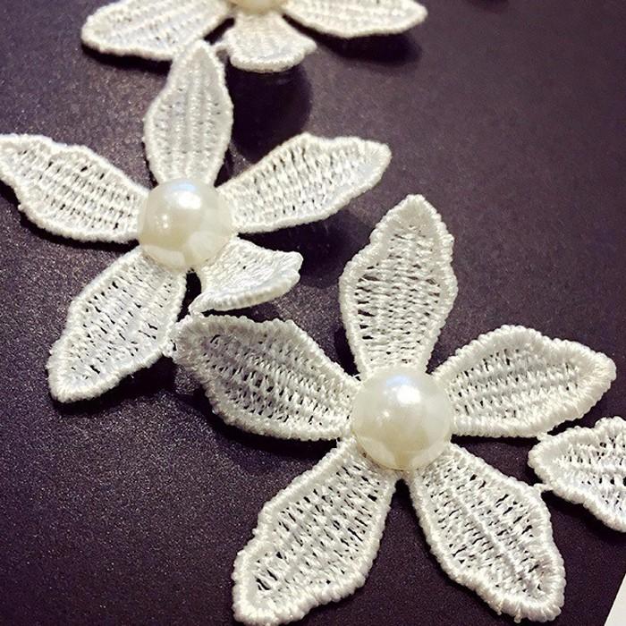 レース チョーカー 花 フラワー 首輪 ネックレス レディース ファッション ペンダント ユリ ロリータ ホワイト 白 ビジュー ジュエリー パール ストーン |  | 02