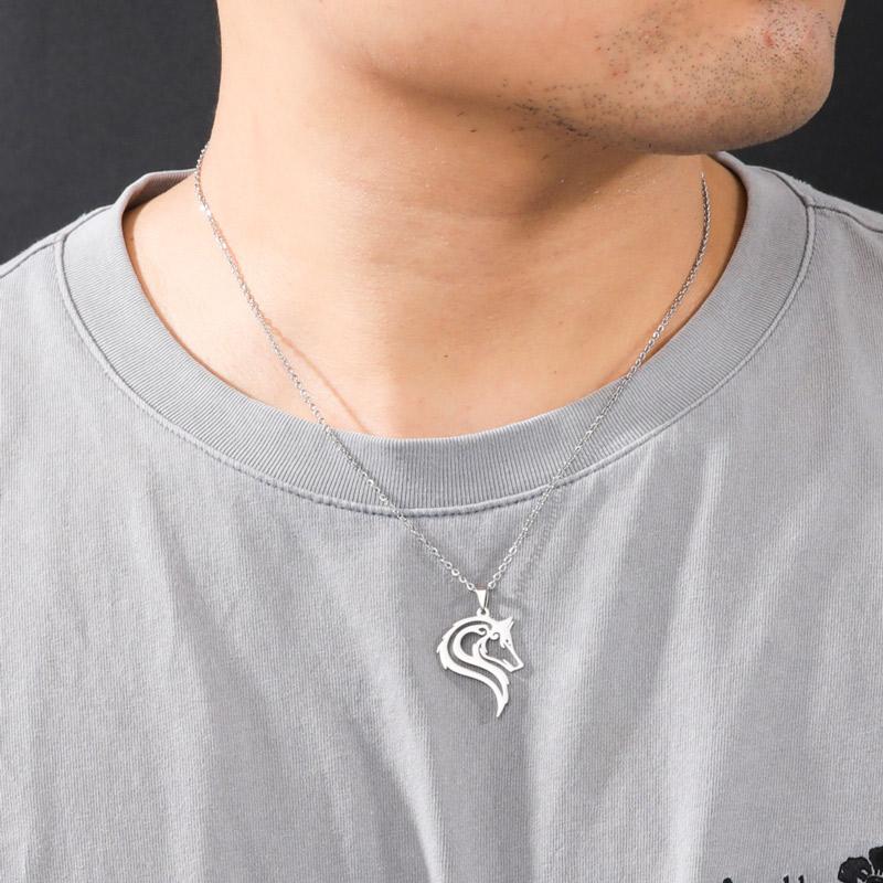 オオカミ ネックレス ステンレス メンズ レディース アクセサリー アニマルモチーフ 狼 シルバー ペンダント チェーン ギフト プレゼント 金属アレルギー対応 |  | 06
